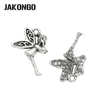 JAKONGO Antik Silver Plated Angel Charms Vedhæng til Smykker at Gøre DIY Håndlavet 23x16mm 20PCS/masse