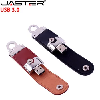 JASTER USB 3.0 kundens LOGO læder usb-flash-drev nøgle kæde pendrive, 4GB, 8GB, 16GB, 32GB, 64GB business memory stick gave