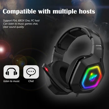 K10 3,5 mm RGB Kabel Hovedtelefon-Over-Ear-Gaming Headsets Wired Øretelefon HiFi Hovedtelefoner til PC-Bærbar Computer