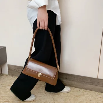 Korean style fashion lille pose 2020 nye fashionable efteråret Hånd taske PU læder skulder armhule vintage kvinders taske