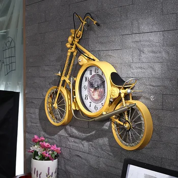 Kreative Stort vægur Cykel Vintage Jern Shabby Chic Amerikanske Væg Ur Hængende Relogio De Parede Bar Industrielle Indretning ZB5WC