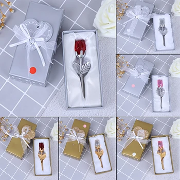 Krystal Steg Blomst Figurer Håndværk Bryllup Valentine ' s Day Favoriserer Og Gaver Souvenir-borddekoration Med Box