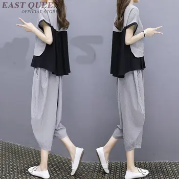 Kvindelige sat 2 stykker bukser kvinder outfits pantsuit dame to-delt sæt 2018 damer to-delt sæt med top og bukser DD995
