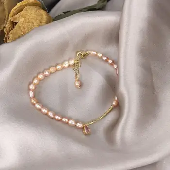 Kvinder Perler Pink Pearl Naturlige Armbånd Mode Elegant Accesorios Mujer Brithday Gave Pulseras Pulseira Feminina 2019 Hot Salg