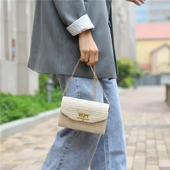 Kvinders halm strand taske kvindelige taske 2020 sommeren nye mode vilde luksus designer håndtaske skulder messenger taske