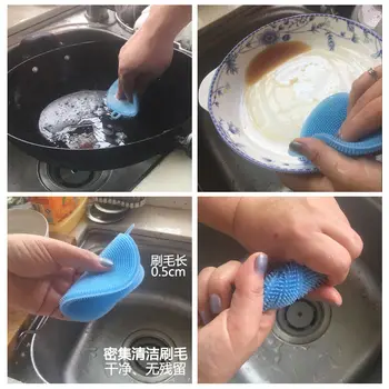 Køkken Multi-Purpose Silikone Vask Skål Sende Krog Børste ikke Røre Olie Ren Klud Pot Vask Skål Hjem Rengøring af Værktøj