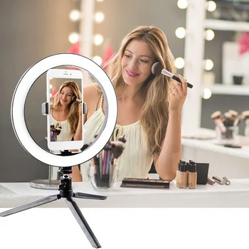 LED-Ringen Fyld Lys med Bluetooth-Fjernbetjening Dæmpbar 26cm Flash Universal Live Selfie Beslag
