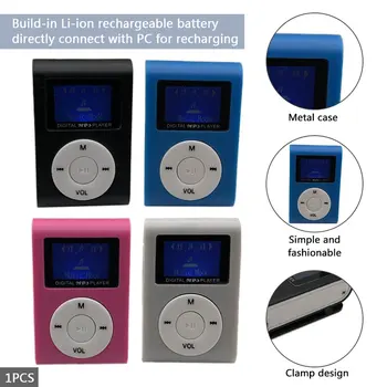 Lille Størrelse Bærbar MP3-Afspiller, Mini LCD-Skærm MP3-musikafspiller Understøtter 32 GB TF Card Bedste Gave, FM-Radio, Lithium Batteri ~