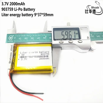 Liter energi batteri God Qulity 3,7 V,2000mAH 903759 Polymer lithium-ion / Li-ion-batteri i tablet pc-BANK,GPS,mp3,mp4