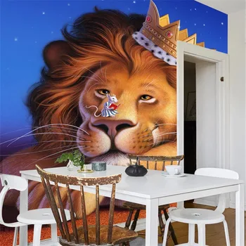 Løven dyr barn værelses olie maleri veranda af næsen under star3d moderne foto mode wal stue tapet vægmaleri