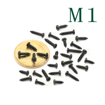 M1x3/5,5 mm Phillips Skrue Rundt hoved selvskærende Skruer, Sort zink 100Pcs