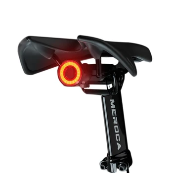 MEROCA Auto Start/Stop Lommelygte for Cykel-Bike baglygte Bremse Sensing IPx6 Vandtæt LED USB-Opladning, Cykling Baglygte