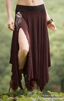 Middelalder Renæssance Uregelmæssige Kjoler Halloween Gotiske Ånd Print Sceneoptræden Højtaljede Nederdel Kvindelige Pirater Kostume