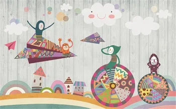 Milofi fabrik brugerdefineret baggrund vægmaleri 3D papir fly tegnefilm børneværelse baggrund væggen