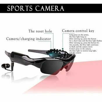 Mini Sol Briller Hemmelige HD Digital Video Recorder Bluetooth-Cykling Polariserede linser DVR Videokamera Med Hovedtelefon Med TF kort