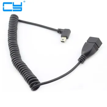 Mini-USB-OTG-Kabler Mini USB Højre Vinkel Spiral Spiral Fjeder Data Kabel til Mini-USB-OTG-interface