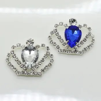 Mode 10PC 30*36MM Skinnende crystal crown bryllup fest dekoration knapper DIY Metal Tilbehør Rhinestone crown princess