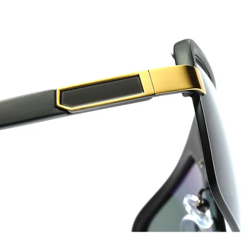 Mode Rektangel HD polariserede solbriller til mænd kørsel linser semi-uindfattede plast ramme af metal ben Sol briller oculus med box
