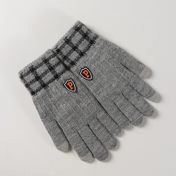 Mode strikkede varme handsker vinter mænds plus fløjl tyk uld handsker strække anti-slip kold-bevis riding touch screen handsker