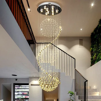 Moderne Lange LED Spiral, der Bor krystallysekroner Belysning Indendørs Armatur til Trappe Trappe Lampe Fremvise Soveværelse Hall Hotel