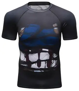 Mænds Sport Fitness Fleksibel T-shirt, Mænd Superhelt Kompression Shirt Kort Ærme Tights t-Shirts Captain America Digital Udskrivning