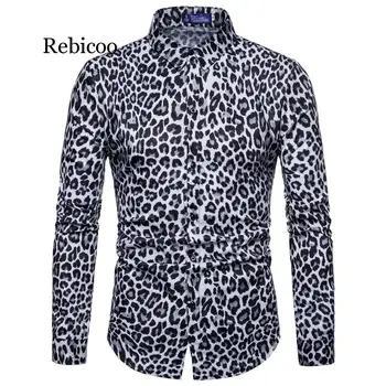 Mænds Tendens Night Club Leopard Skjorte af Høj Kvalitet langærmet Shirt til Mænd Sociale Afslappet Part Mænds Shirt