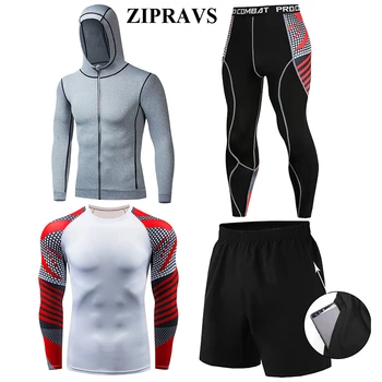 Mænds ZIPRAVS sportstøj, der passer til mænd, der kører habitjakke basketball, fodbold, tennis, fitness leggings shorts shirt leggings sportstøj