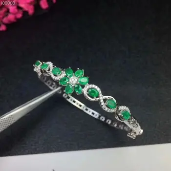 Naturlige emerald bracelet3*4mm 925 sterling sølv armbånd Deluxe Style Smukke smykker gave.