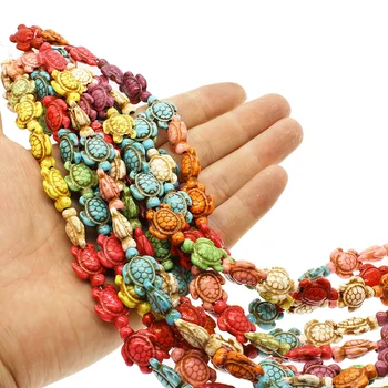 Naturlige Turkise Sten Farverige Skildpadde Form Løse Perler halvfabrikata Mode Smykker at Gøre DIY Armbånd Halskæde Tilbehør