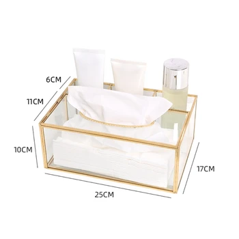 Nordisk Glas Serviet Tissue Box Toilet Papir Tilfælde Beholder Smykker Makeup Opbevaring Holder Stue Dekoration