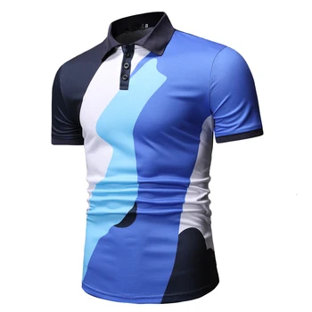 Ny Polo Shirt Sommer Business Casual Skjorter til Mænd Top Classic Kontrasterende Farve Trykt Polo Shirt