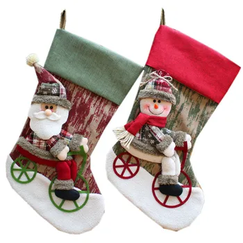 Nye Ankomst Christmas-Strømper Rustikke 3D Santa Claus, sne mand, Pejs Hænge Strømper til Indretning af Hjemmet