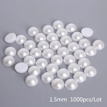 Nye ankomst Dia. 1.5/2/.5/3mm Hvid-Hvid-Mix Farve Flatback Halv Runde Plast ABS Efterligning Pearl Perler Til gør det selv Smykker Håndværk
