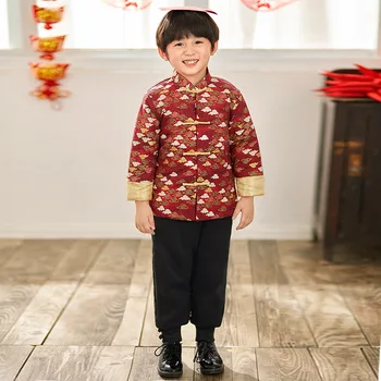 Nye Drenge Frakke Kinesisk Stil Drenge Part Tang Passer Børn Kinesiske Nytår Tøj Drenge Traditionelle Kina Foråret Pels