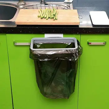 Nye Plast Solid Hængende Køkken Trash Rack Kabinet Trash Dør Stil Skabet Stå Poser Tilbage Rack Storage Skrald Trash H H7O7