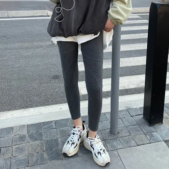 Nye rene farve slank leggings kvinders bomuld bukser grå