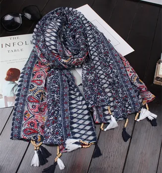 Nyeste mode Kvinder Paisley Blomstret Mønster, Træ-Perler, Silke Tørklæder og Sjaler 10stk/masse