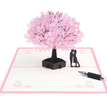 Pinni 3D cherry tree kort kreative Valentinsdag Jul gave vare tak velsignelse lykønskningskort
