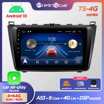 Prelingcar Android 10.0 INGEN DVD 2 Din Bil Radio Mms Video-Afspiller, GPS Navigation Til Mazda 6 2007 2008 2009-2012 Octa-Core