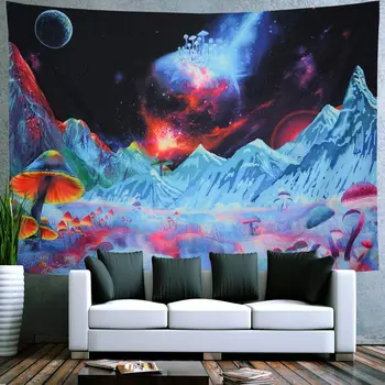 Psykedelisk Mountain Skøre Svampe Gobelin Trippy Galaxy Væggen Hænger Home Decor