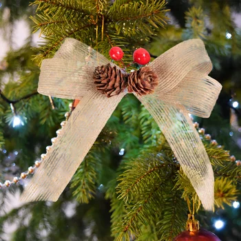 Pynt Jul Krans Knude julepynt Dekorativ Sløjfe Xmas Tree Hængende 10STK Christmas Tree Dekoration Jute Bue