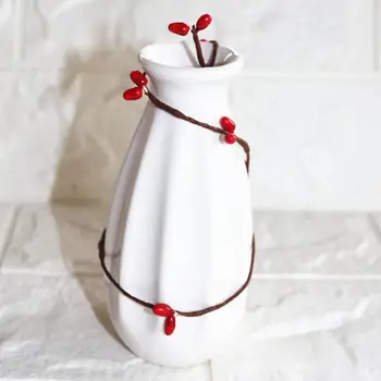 Red Kunstige Bær Rattan Bean Grene Valentine ' s Day Falske Pine Cone DIY Home Party Dekoration