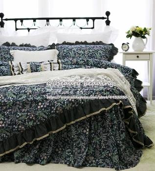 Retro små blomster vasket bomuld pjusket bomuld bed cover sæt Dyner for dobbelt seng, dyne, sengetøj sæt