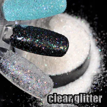 Ry Klar Akryl UV-Nail Art Glitter Pulver, Støv Tips Dekoration Laser Glitrende Sølv Glimmer Makeup Art Tips Indretning