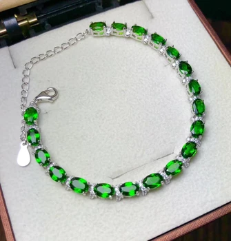 S925 sølv naturlige grønne diopside perle armbånd naturlig gemstone armbånd Luksuriøse mode runde kvinder party gave smykker