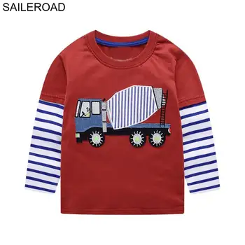 SAILEROAD 2-7 År Baby Dreng langærmet T-Shirt med Tegneserie over Havet Bære Mønster børn Børn Toppe, t-Shirts Shirts Bomuld, Dreng Tøj