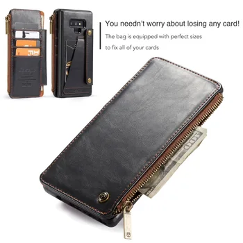 Samsung Galaxy Note 9 Flip Cover Lynlås-Kort Slots Lomme med Magnetisk Telefonen Tilfælde Note9 2-i-1 Folio Læder Taske Mænd CaseMe