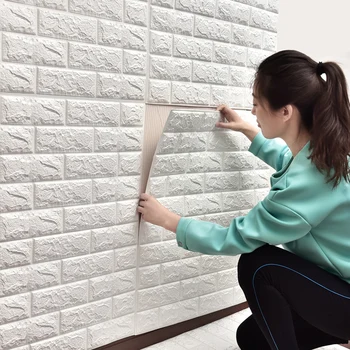 Selvklæbende Baggrund 3D Indretning, DIY Brick Wall Stickers Easy Clean Tapet Dekorative Kunst Lavet Decals Køkken Lydisolerede