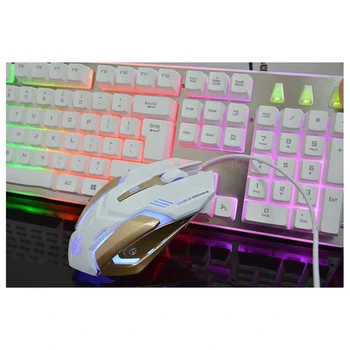 Shipadoo D900 Tastatur og Mus Sæt, Suspension Manipulator Type Forstand Rainbow Baggrundsbelyst USB Gaming Tastatur og Mus