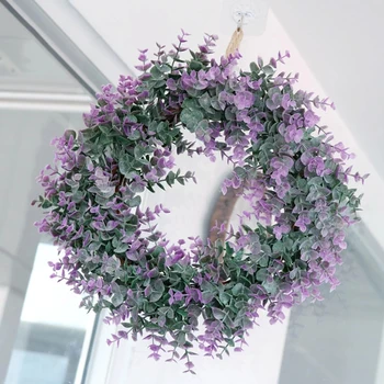 Simulering af eucalyptus blade krans Amerikanske husholdning døren hængende dekorative kranse bryllup bryllup tilbehør
